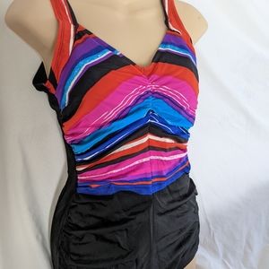 Ceeb Women's Sz 16 One Pc Striped Swimsuit